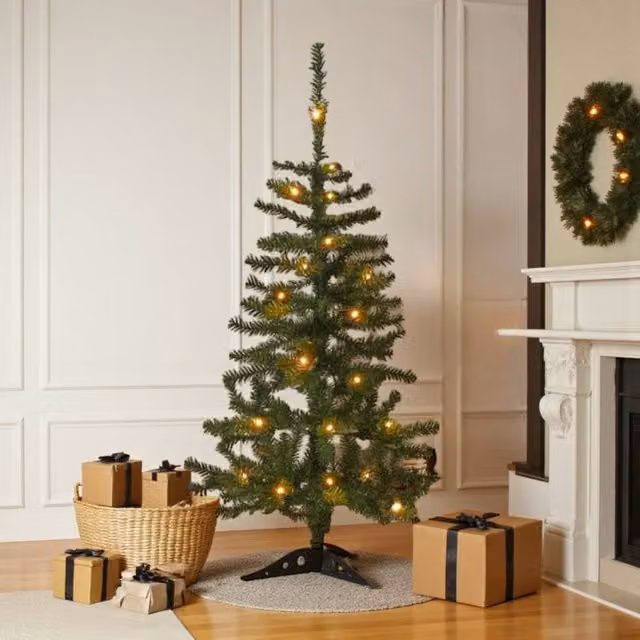 Garden Greatness 3ft Pre-Lit Heritage Green Christmas Tree with Warm White LED Lights