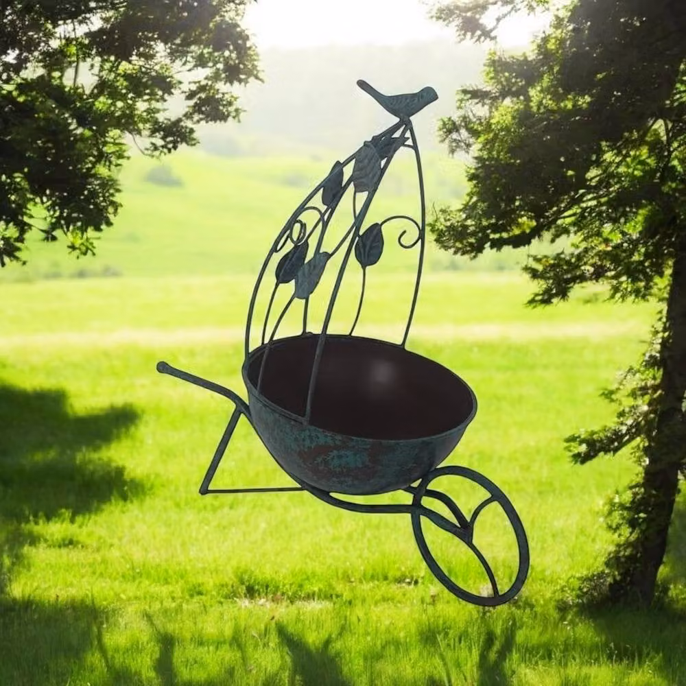 Minster Metal Garden Planter Pot, Green, W: 34 cm, H: 36 cm, L: 19 cm – 3