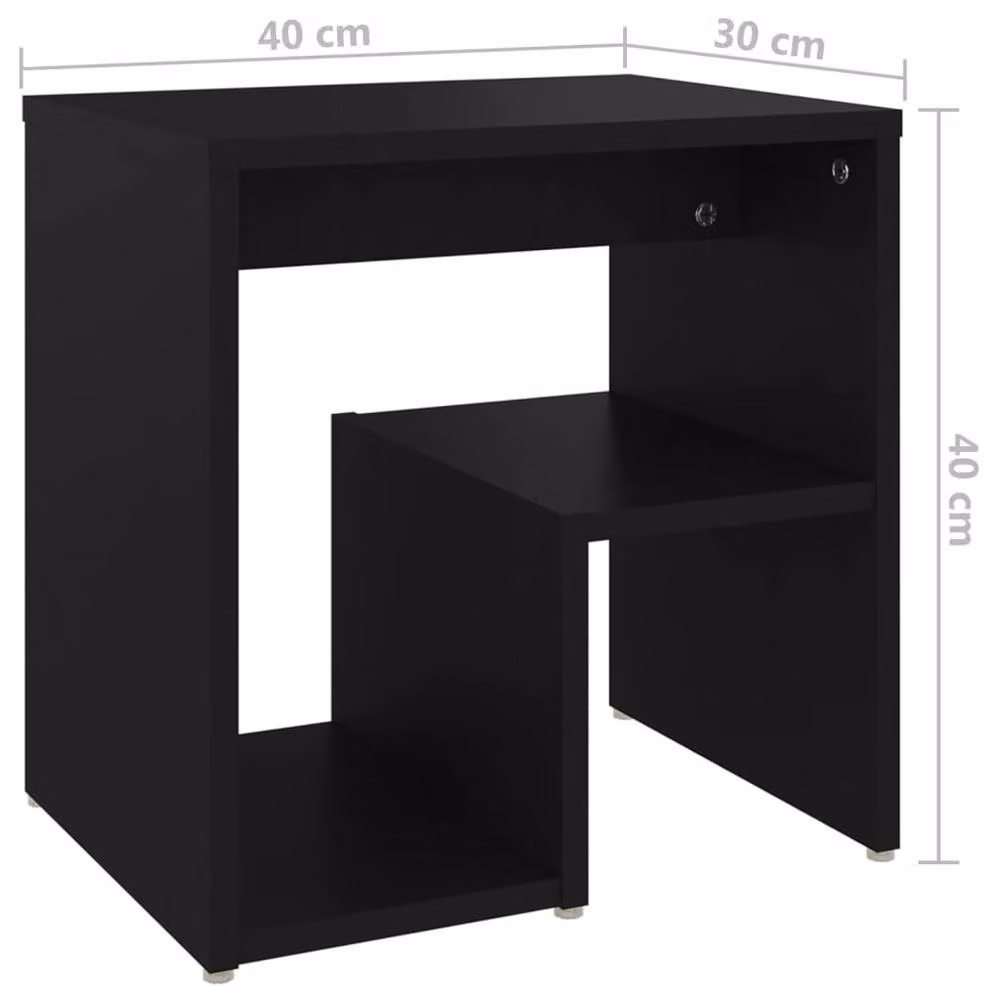 Berkfield Home Durable Bed Cabinets, 2 Piece Set in Black, W/D/H: 40 x 30 x 40 cm – 7