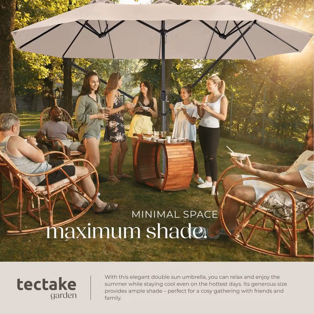 tectake Silia Cantilever Parasol in Beige with Polyester Canopy – 5