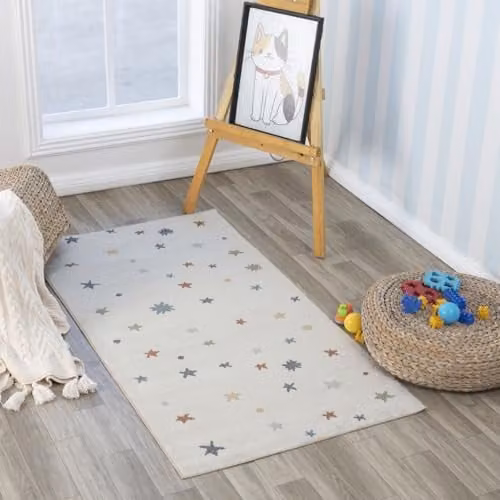 Livabliss Stars Washable Kids Rug, Beige, W: 80 cm, L: 150 cm – 1
