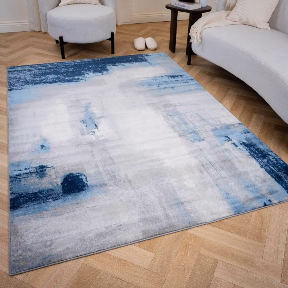 THE RUGS Elaris Stain Resistant Abstract Area Rug in Navy and Light Grey, W: 160 cm, D: 230 cm – 2