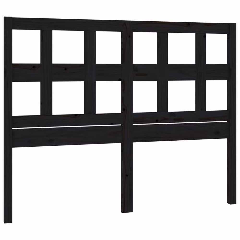 Berkfield Home Beautiful Bed Headboard in Black Solid Pine Wood, W: 125.5 cm, D: 4 cm, H: 100 cm – 2