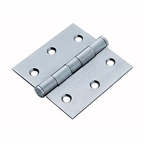 Loops Pair of Satin Stainless Steel Standard Bearing Butt Hinges, W/D/H: 76 x 76 x 0.2 cm