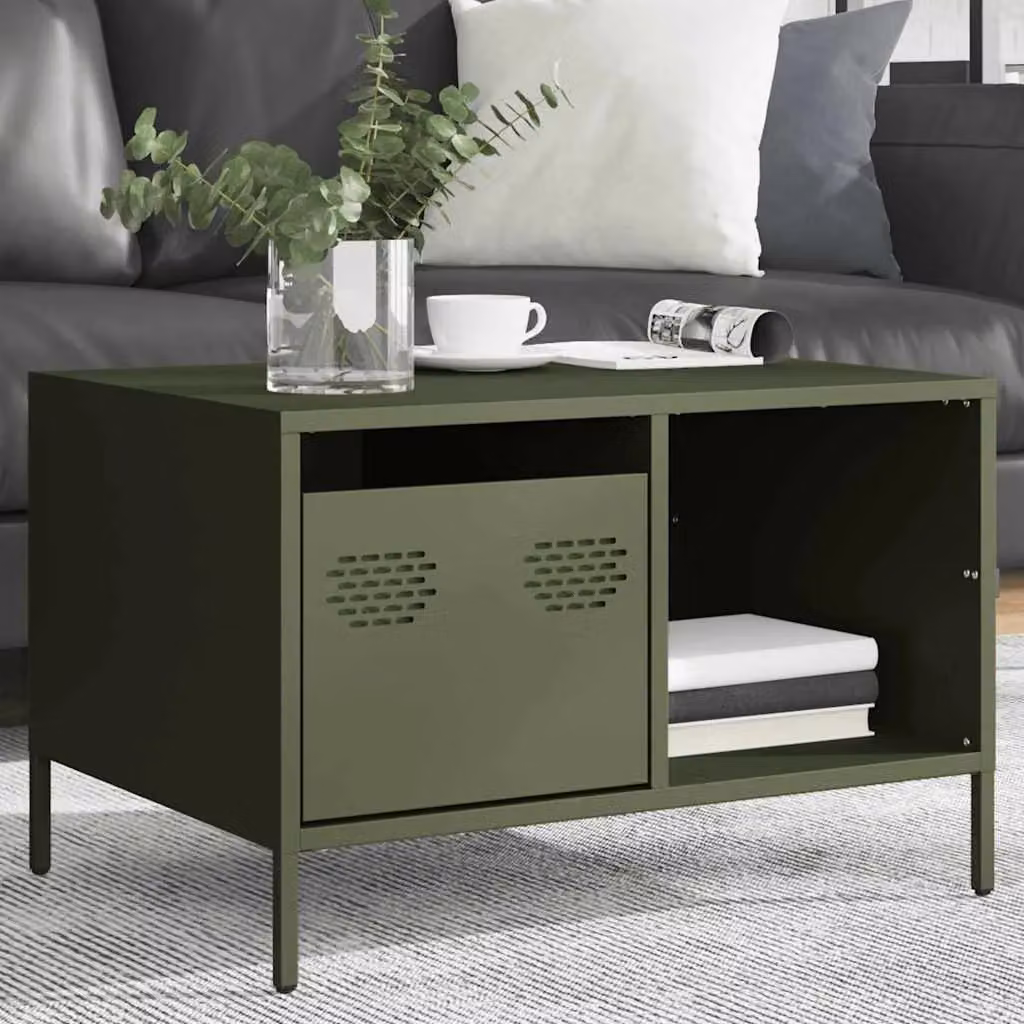 Berkfield Home Industrial Coffee Table in Matt Olive Green, W: 68.5 cm, D: 50 cm, H: 43.5 cm – 4