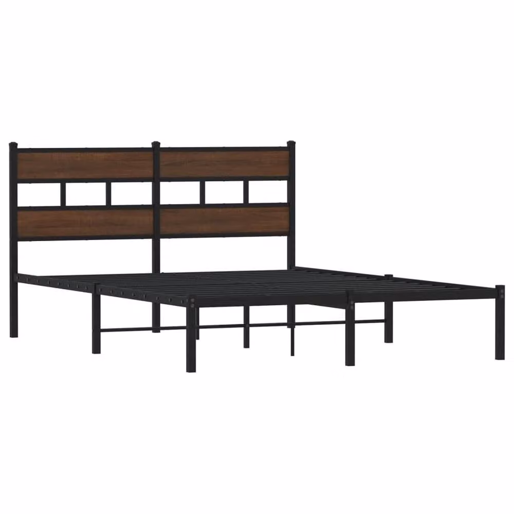 Berkfield Home Bed Frame with Headboard, Brown Oak, W: 140 cm, L: 190 cm – 3