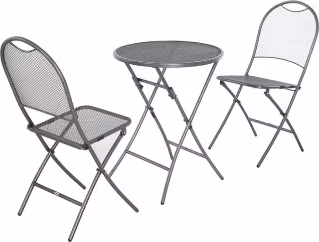 Pacific Lifestyle Cafe Latte Folding Bistro Set for 2 in Silver and Grey Metal