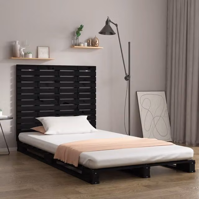 Berkfield Home Black Solid Wood Pine Wall Headboard W/D/H: 126 x 3 x 91.5 cm – 1