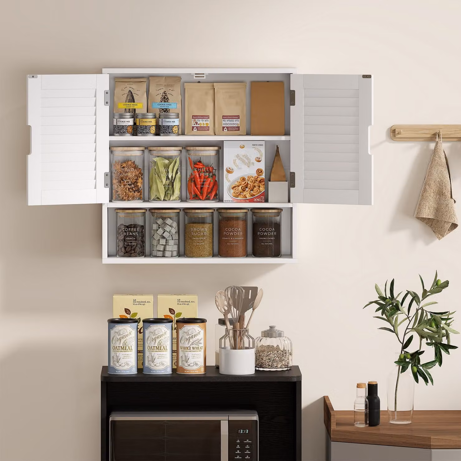 HOMCOM White Wall Mounted Bathroom Cabinet with Adjustable Shelves and Soft Close Hinged Doors, W: 60 cm, D: 20 cm, H: 60 cm – 3