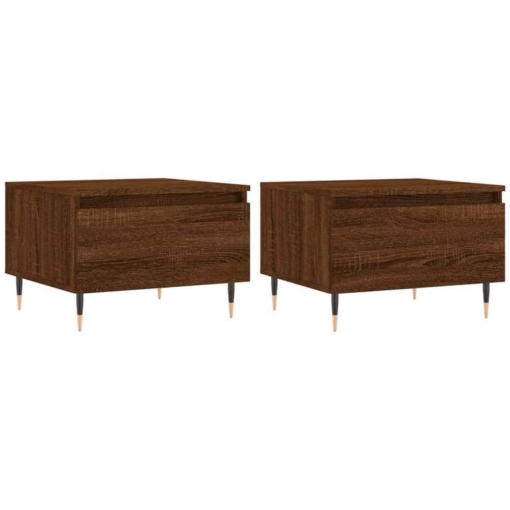 Berkfield Home Modern Nested Coffee Table Set in Brown Oak, 2 Pieces, W/D/H: 50 x 46 x 35 cm – 3