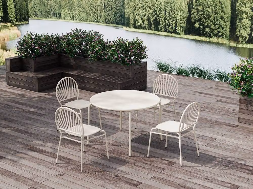 MYLIA CEDEIRA Set of 2 Stackable Metal Garden Chairs in Beige – 2