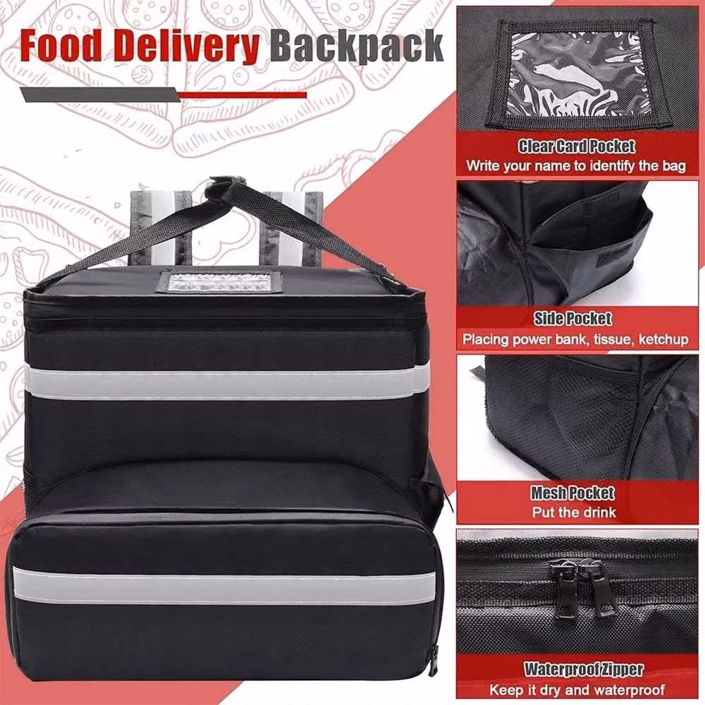 VOGREX Thermal Insulated Food Delivery Backpack Rucksack in Black – 3