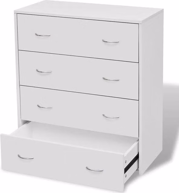 Berkfield Home Sideboard with 4 Drawers, White, W: 60 cm, D: 30.5 cm, H: 71 cm
