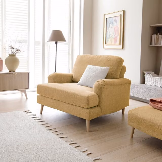 Abakus Direct Modern Brown Fabric Lounge Armchair with Armrests