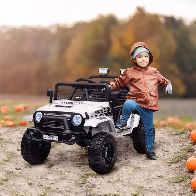 AIYAPLAY Kids Electric Ride On Car with Suspension in White