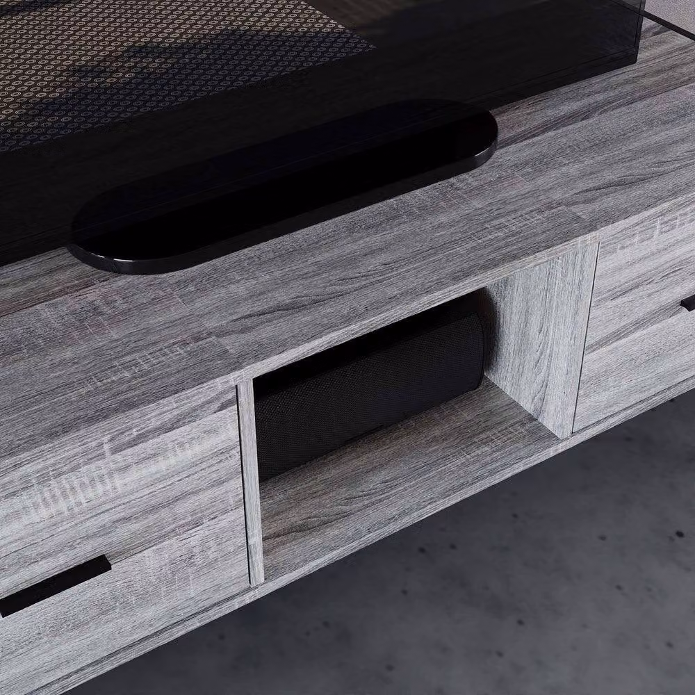 Vida Designs Brooklyn 2 Drawer Industrial TV Unit in Grey – 3