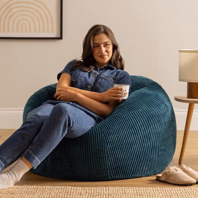 ICON Kingston Classic Corduroy Beanbag 2 Pack in Petrol – 1