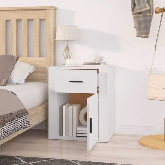 Berkfield Home Classic Bedside Cabinet in White, W/D/H: 50 x 36 x 60 cm – 1