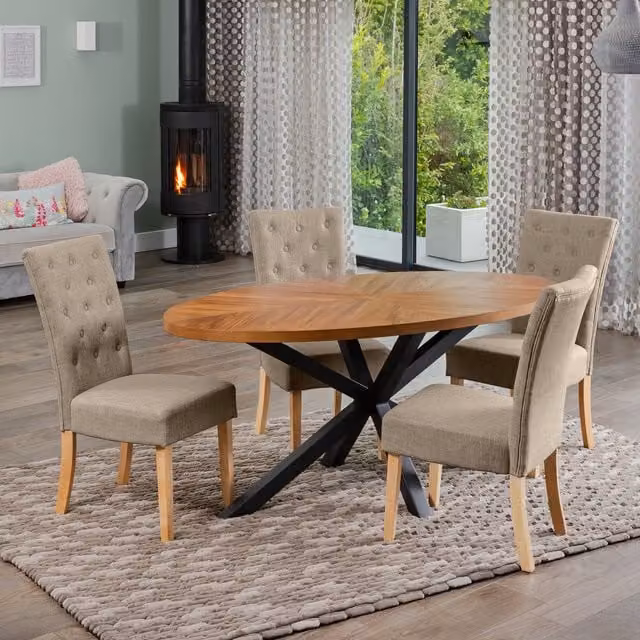 Artemis Home Modern Oval Dining Table and 4 Chairs Set in Brown