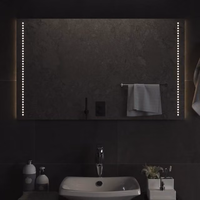 Berkfield Home LED Rectangular Wall Mounted Bathroom Mirror in Clear, W: 100 cm, H: 60 cm