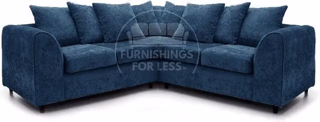 Furnishings For Less UK Monaco 5 Seater L-Shaped Chenille Fabric Sofa in Blue