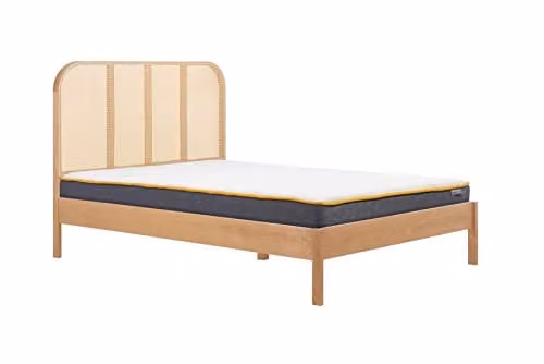 Birlea Margot Double Rattan and Oak Wood Bed Frame in Brown, W/D/H: 142 x 201 x 115 cm – 1