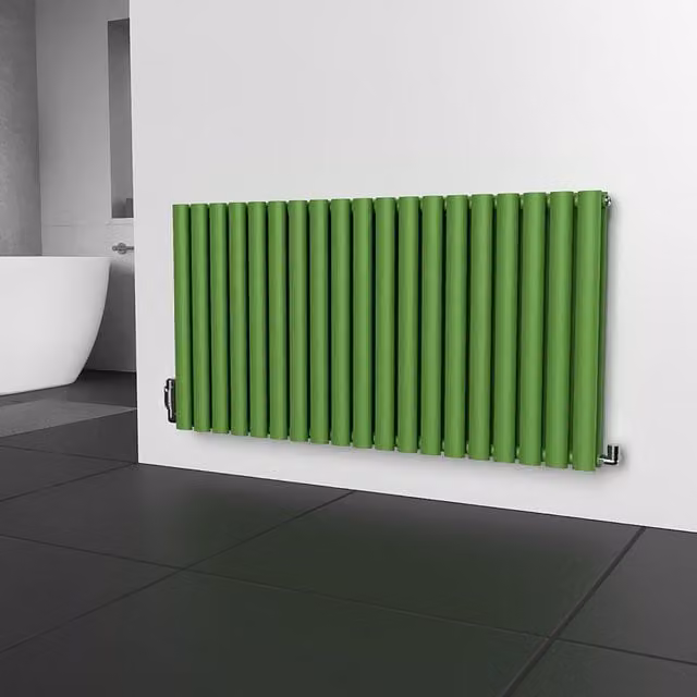 Lux Heat Oval Horizontal Double Radiator in Apple Green, W: 114 cm, H: 60 cm