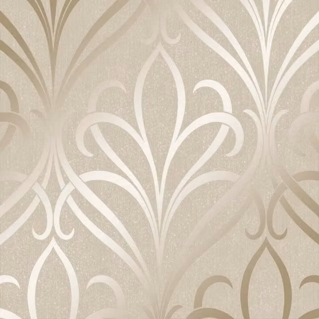 I Love Wallpaper Classic Floral Damask Wallpaper in Gold, Yellow and Beige