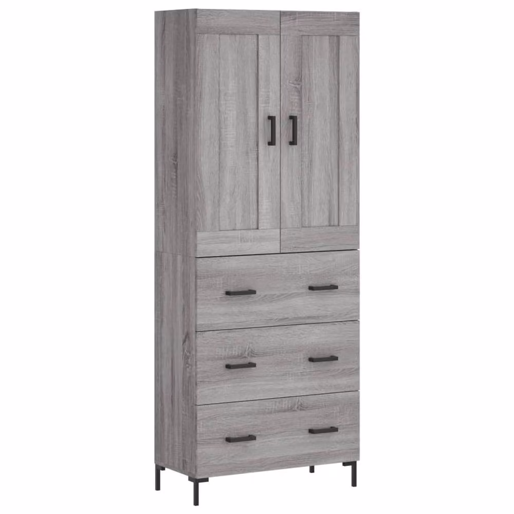 Berkfield Home Modern Grey Sonoma Highboard with Hinged Doors and Internal Shelves, W/D/H: 69.5 x 34 x 180 cm – 3