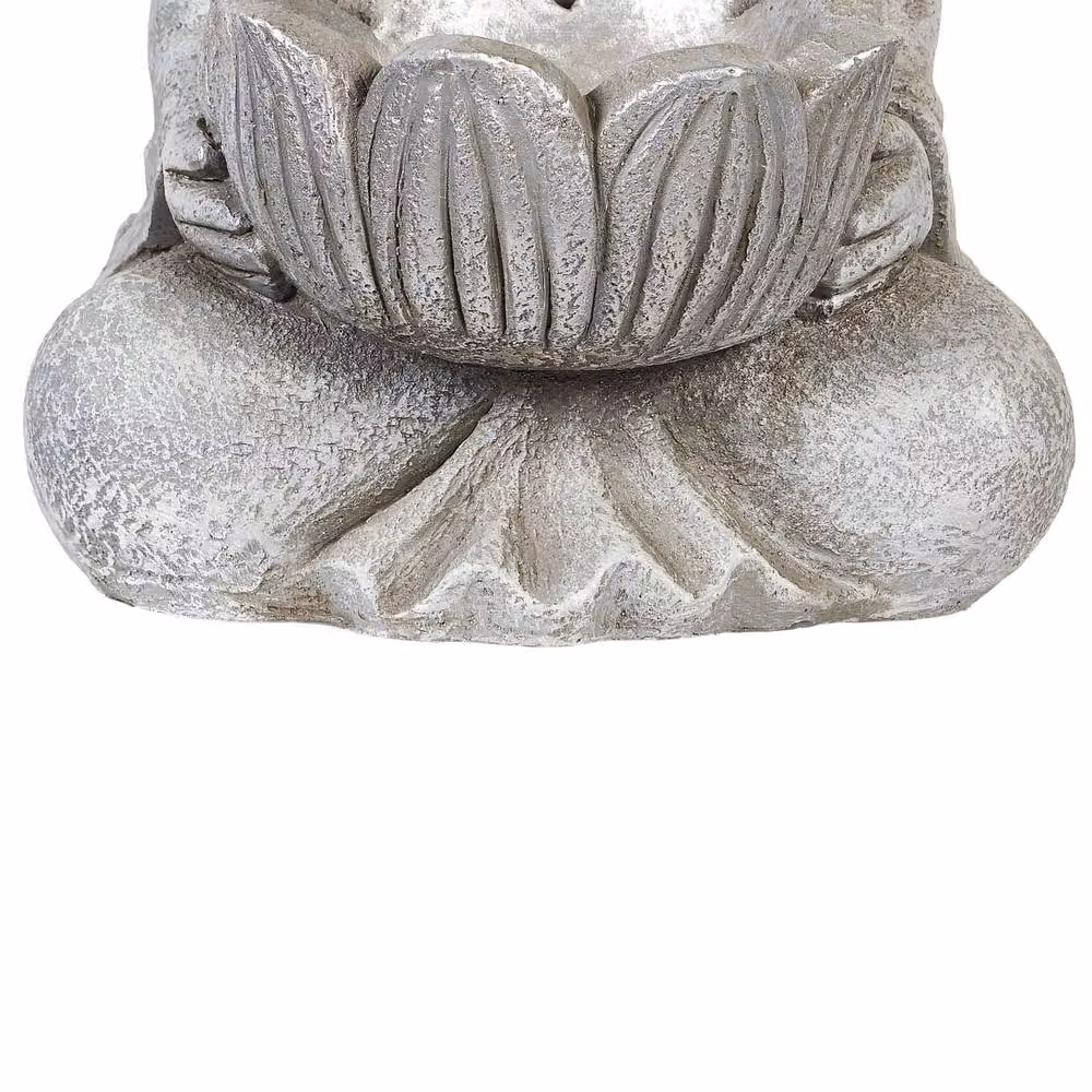 Wyld and Coco Grey Buddha Figurine Lotus Bowl Planter, Height: 44 cm, Width: 27 cm, Depth: 23 cm – 3