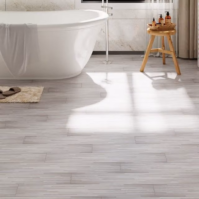 Darphe 36-Piece Self-Adhesive Wood-Look PVC Flooring Planks in Beige and White