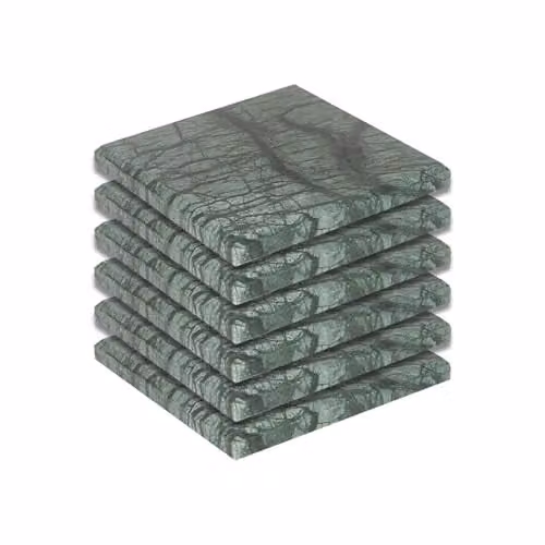 Argon Tableware Green Marble Square Coasters, Pack of 6, Diameter: 10 cm – 1