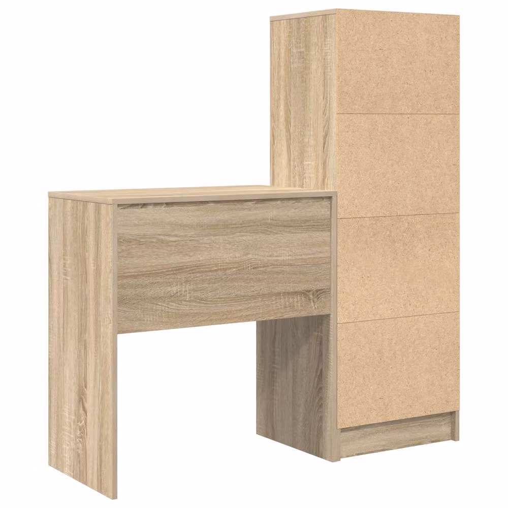 Berkfield Modern Writing Desk with Storage in Sonoma Oak and Beige – 3