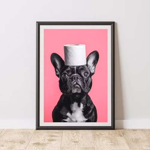 60 Second Makeover French Bulldog Pink Toilet Roll Animal Print Paper Poster, A3