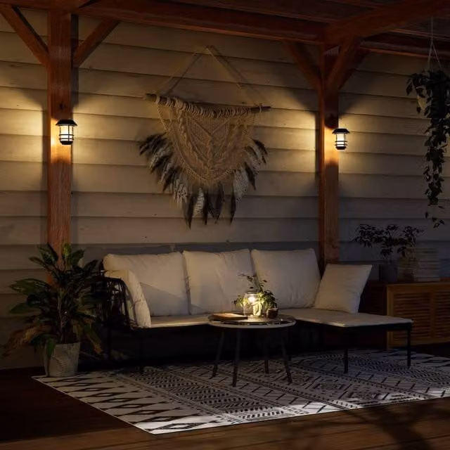 Berkfield Home Solar Outdoor Wall Lanterns, 4 Pack, Warm White Flickering Flame, Black
