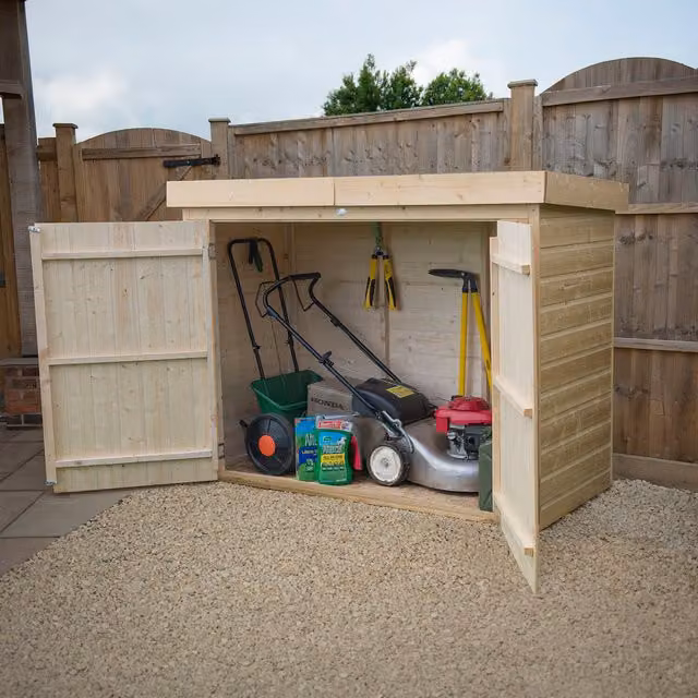 Forest Garden Rustic Brown Wooden Bike Shed Outdoor Storage