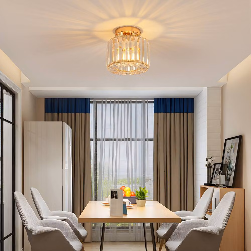 Pheashine Gold Crystal Semi-Flush Ceiling Light, Round, Diameter: 20 cm, E27 Base – 2