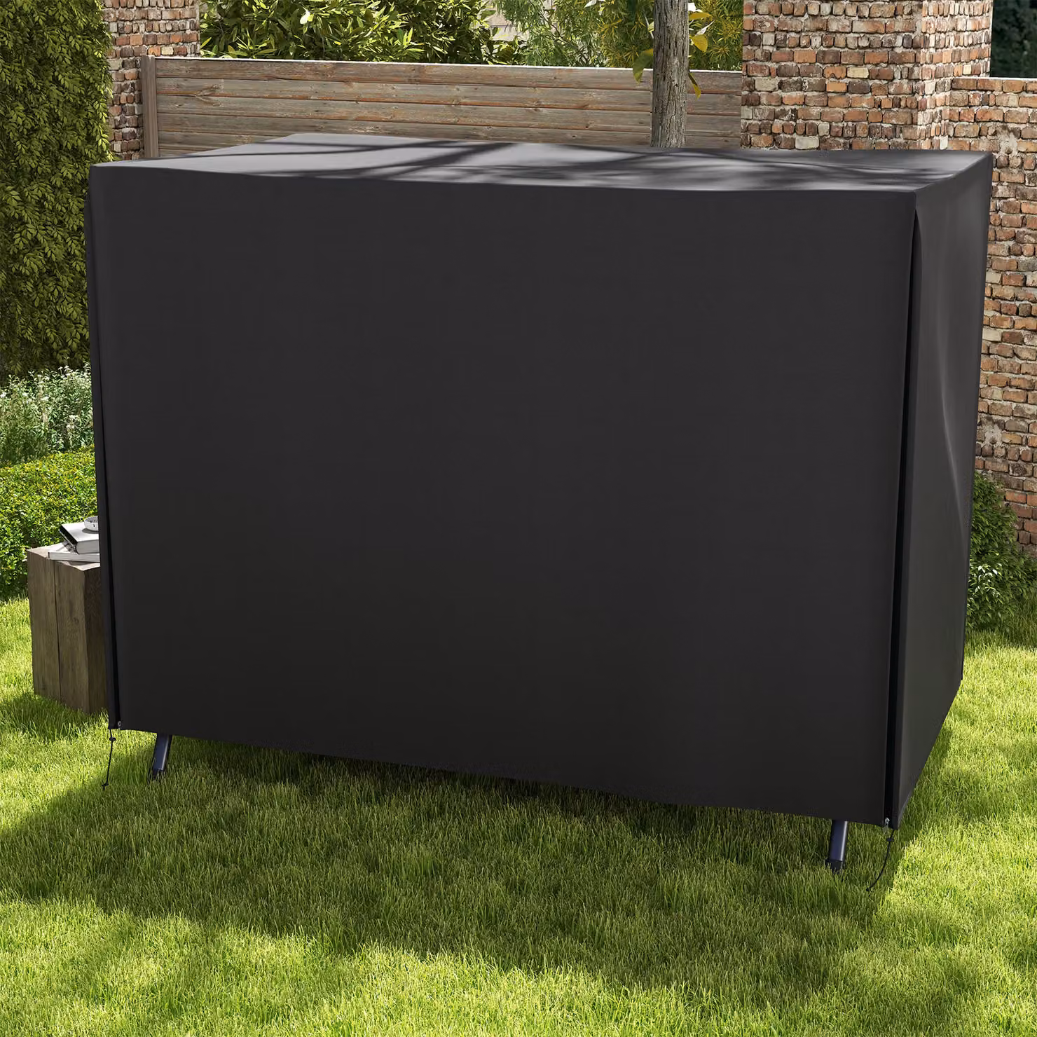 Outsunny Black Water-Repellent Three-Seater Swing Chair Protective Cover, W: 205 cm, D: 124 cm – 6