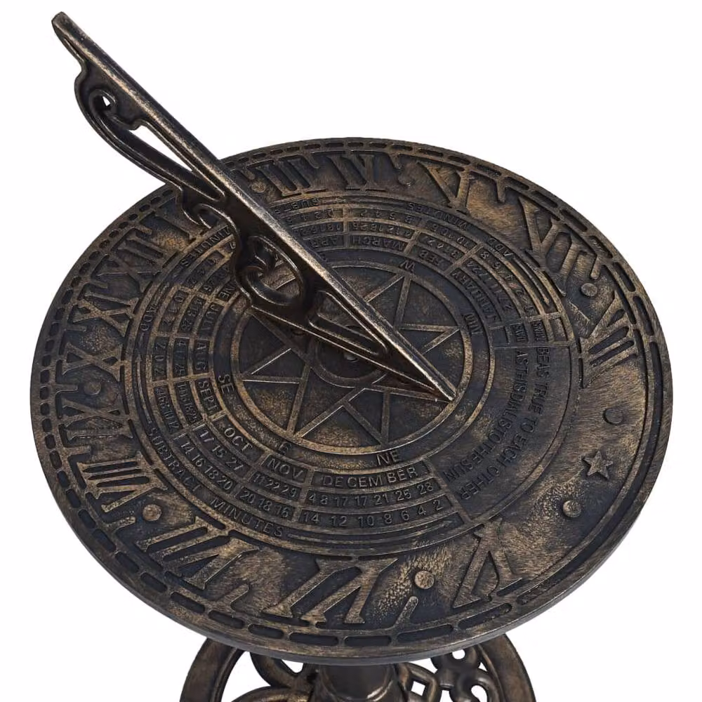 Berkfield Home Antique Bronze and Gold Sundial, W/H: 35.5 x 82 cm – 2