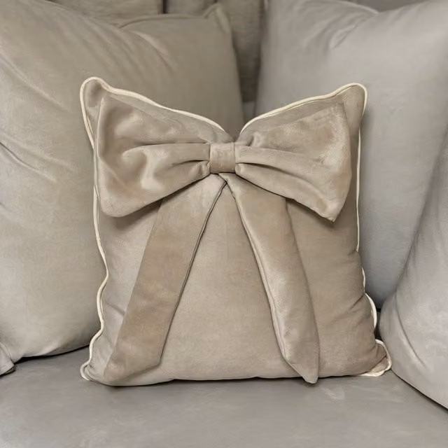 Fabricnco Plain Modern Square Velvet Cushion in Beige and Multicolour