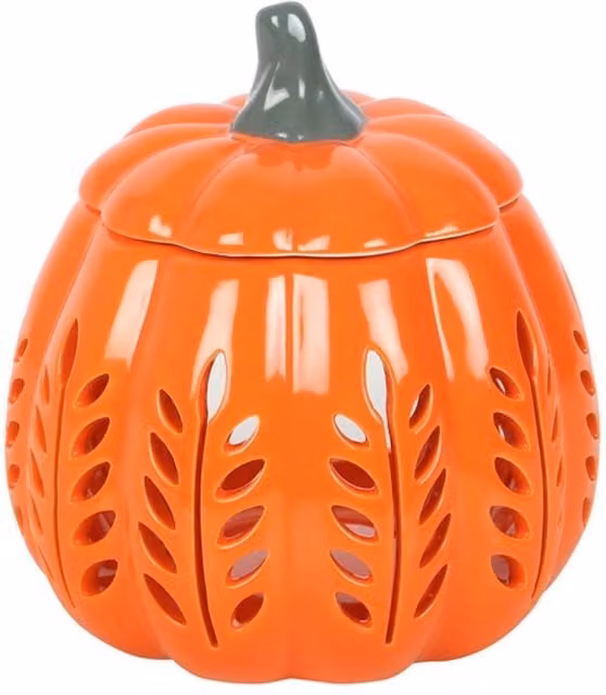 KDMK Ceramic Leaf Pumpkin Oil Burner and Wax Warmer, Orange