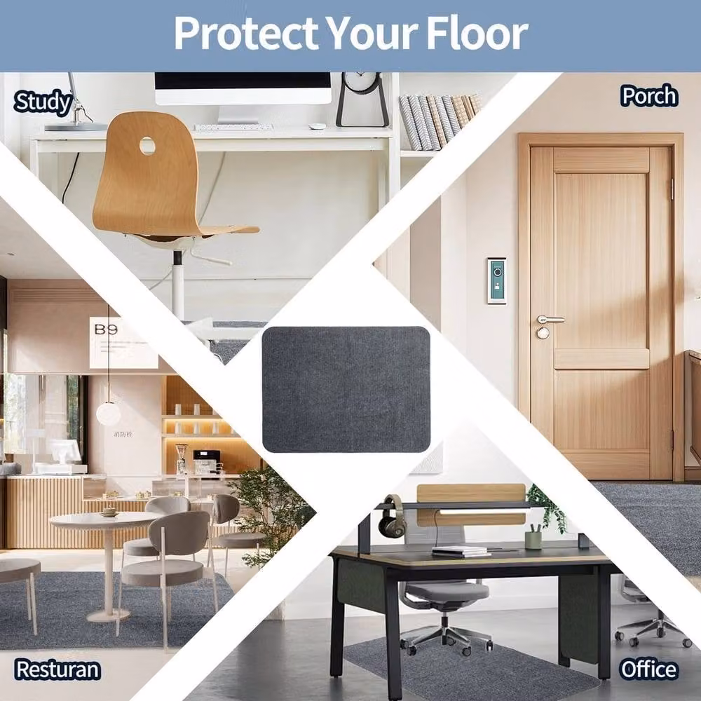 Havendro Non-Slip Hardwood Chair Mat in Grey, W: 120 cm, D: 100 cm – 2