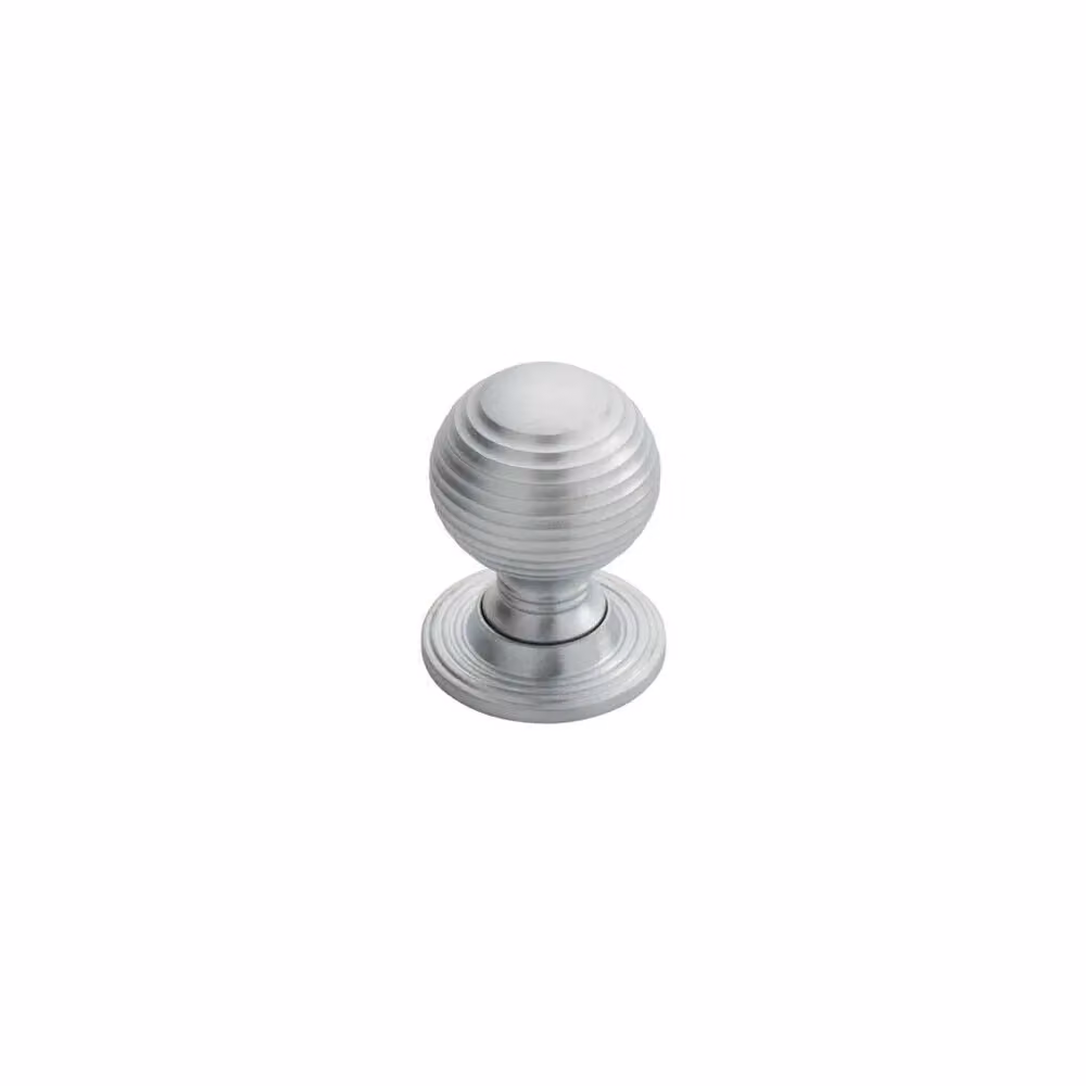 Loops 4x Textured Reeded Ball Cupboard Door Knob, 28mm Dia, Satin Chrome – 2