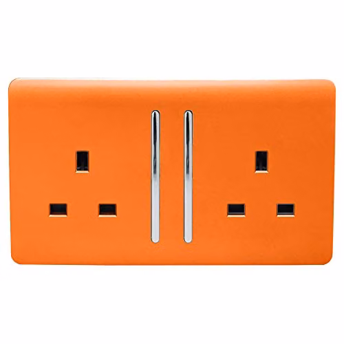 Trendi Switch 2 Gang 13 Amp Flush Switched Socket in Orange – 2