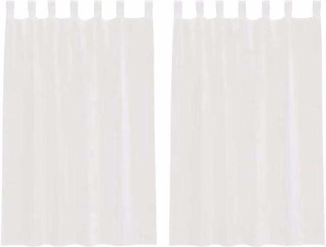 Berkfield Home White Voile Fabric Panel Curtains with Tabs, 2 Pack, W: 140 cm, H: 175 cm