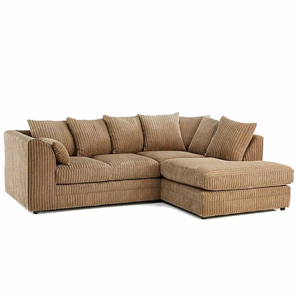 Snug Furniture Birmingham Ltd Jumbo Cord Right Hand Corner Sofa with Matching Ottoman in Light Beige – 2