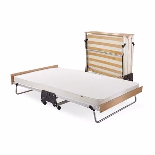 JAY-BE J-Bed Small Double Folding Bed with Contract Mattress in Silver and White, W/D/H: 120 x 200 cm