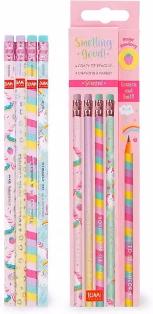 Legami Smelling Good Scented HB Pencils, Unicorn Design, Pack of 4