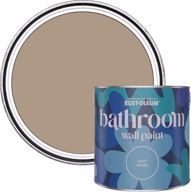 Rust-Oleum Matt Water-Based Bathroom Wall and Ceiling Paint in Warm Clay, 2.5L – 3