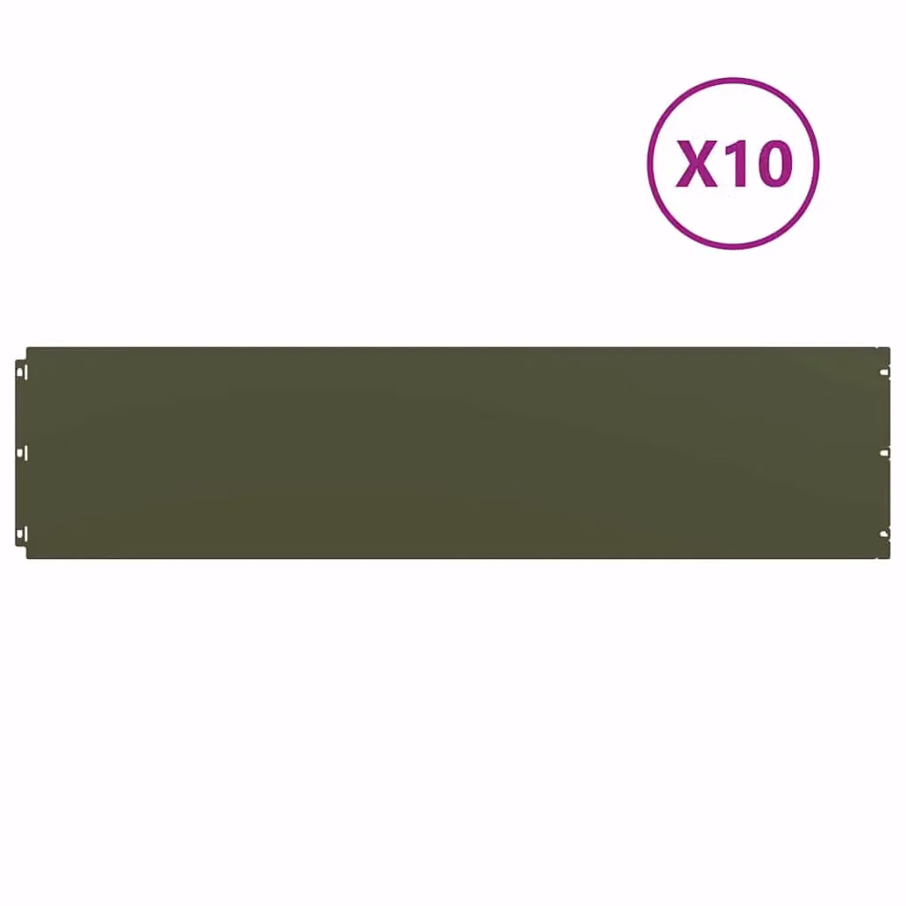 Berkfield Home Lawn Edgings, 10 Pieces, Olive Green and Silver, Cold-rolled Steel, 25 x 103 cm – 2